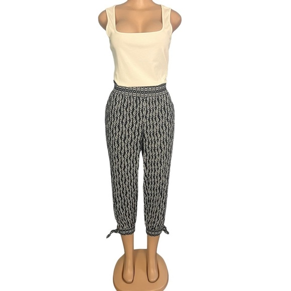 3/$30 🍂 LOFT Ankle Jogger Pants Floral Blue Mid Rise Elastic Waist - Picture 2 of 9